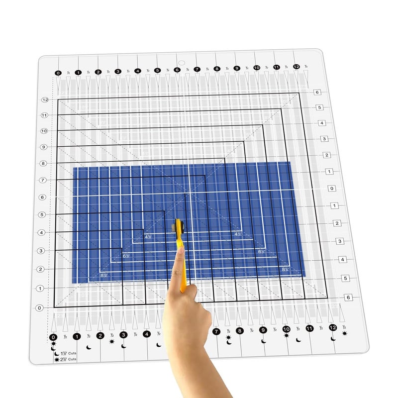 LuxLoome Quilting Ruler,14.5 * 17.75",Slotted Patchwork Ruler & Template,Non-Slip Grip Acrylic Fabric Strip Cutting, Sewing, Crafting - Image 1
